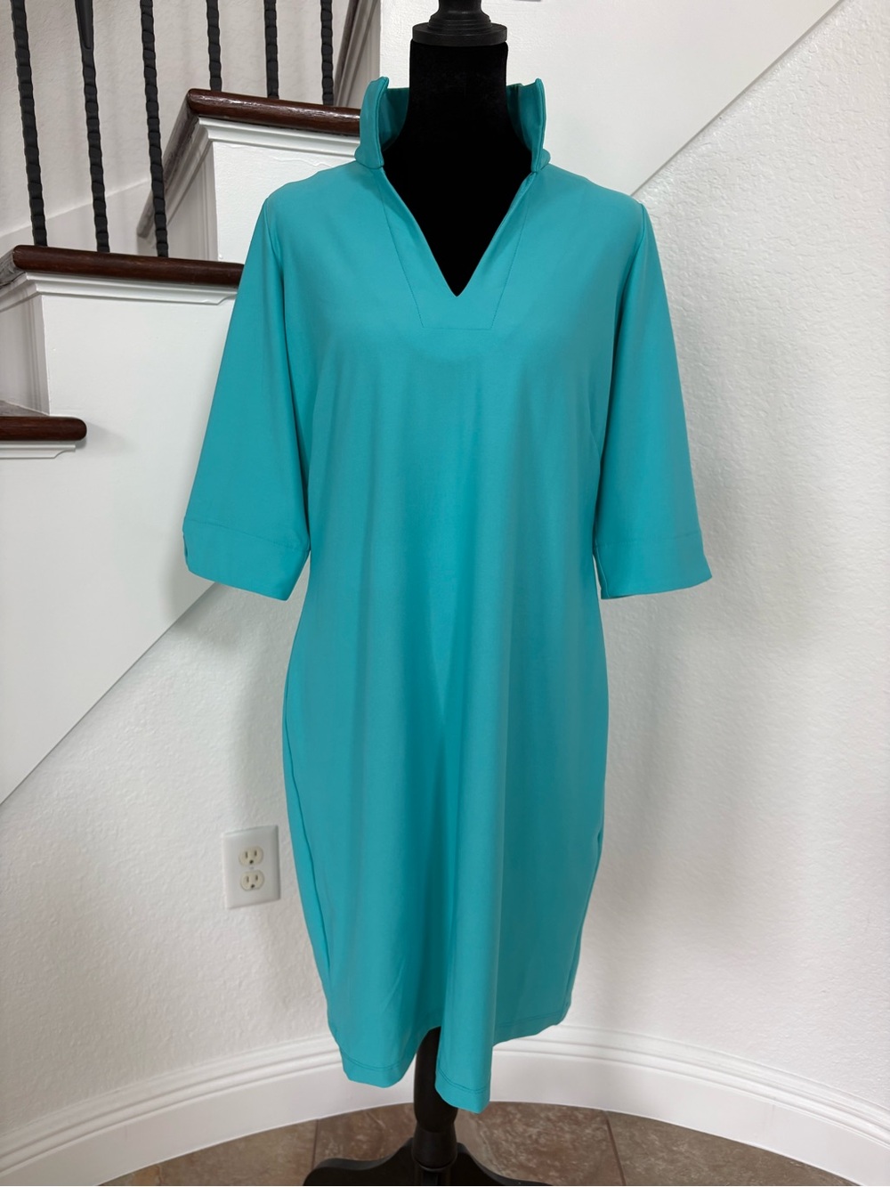 Katherine Way Turquoise V-Neck Dress
